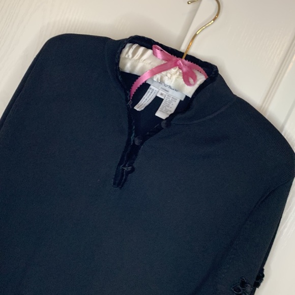 M. Nicole  black long sleeve evening sweater velvet edging with velvet f… - Picture 10 of 15